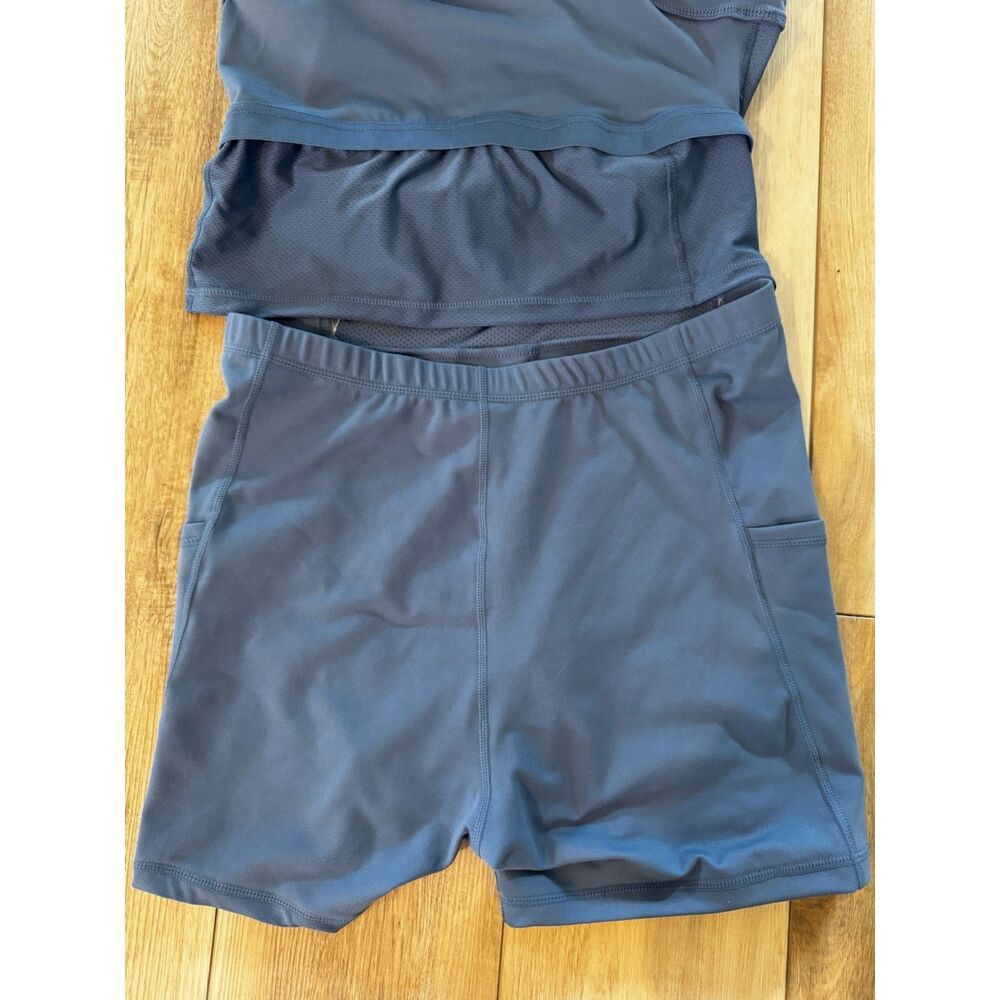 Elle Sport Blue Active Tank Dress Built In Bra Shorts Athleisure Medium - Picture 9 of 16